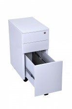 GSP3 Slimline Mob Dr Ped Metal. 300 W X 472 D X 610 H. 2D1F Lockable. White Or Black Only